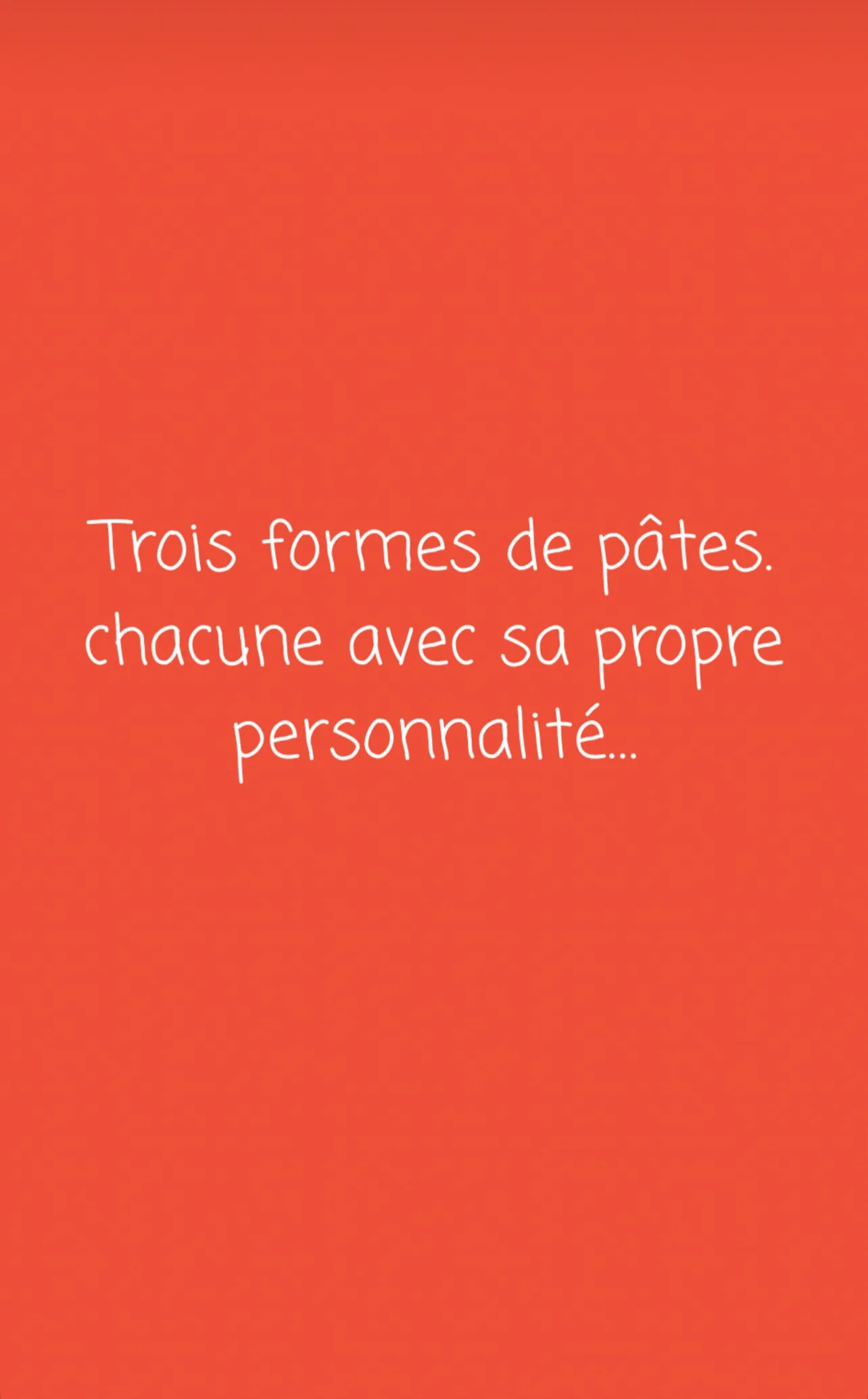 Trois formes de pâtes Pasta La Vista